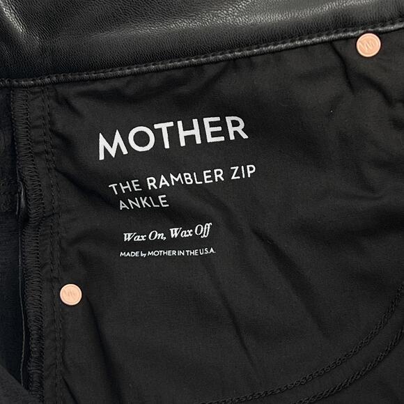 MOTHER NWT The Rambler Zip Ankle Pants Women’s Size 30 Black Faux Leather - Picture 5 of 9